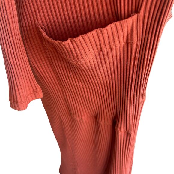 Maje Milan Duster Cardigan Size 1 Small Terracotta Rust Orange Ribbed Open Midi - Picture 9 of 14